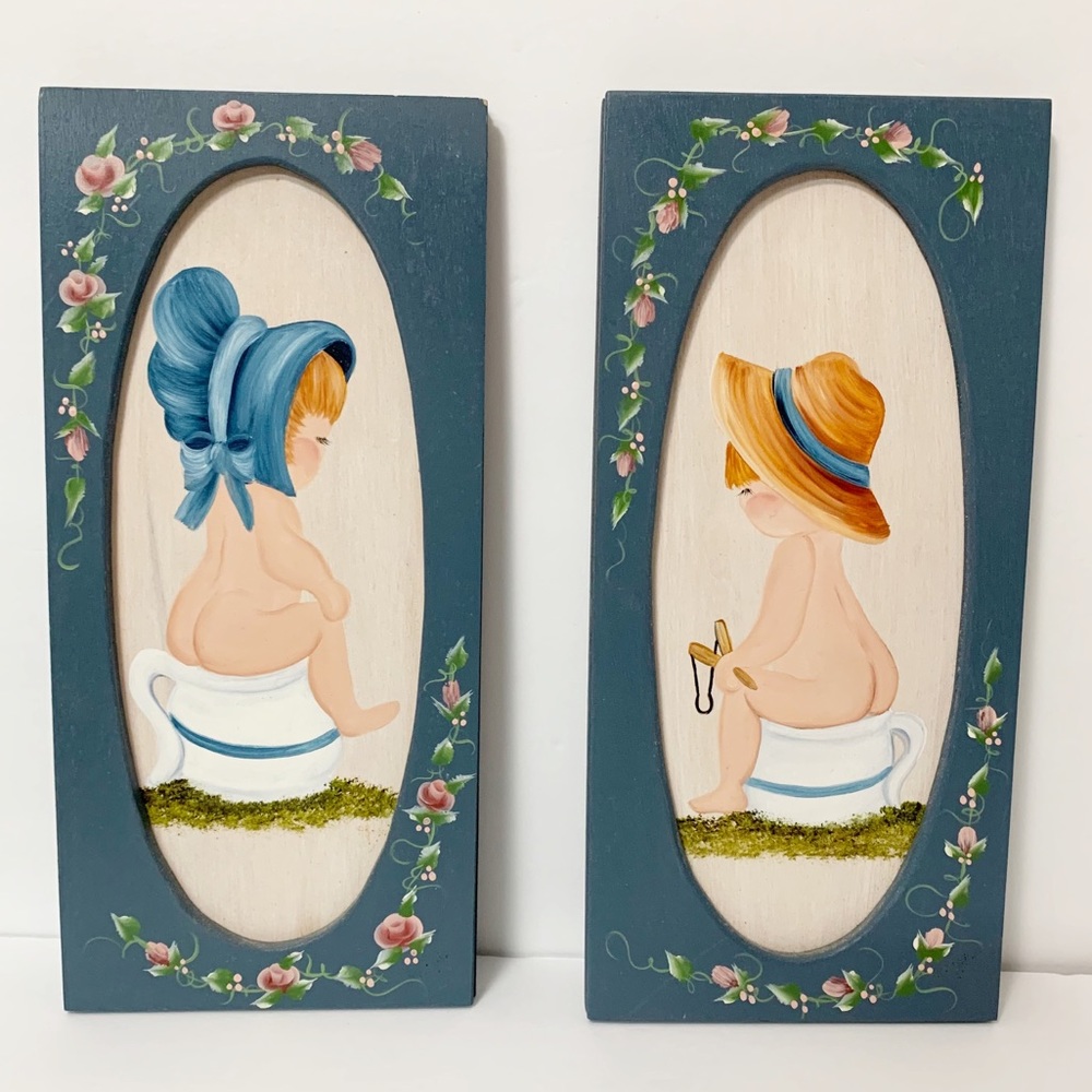 Boy Toilet Girl Toilet Hand Painted Wall Art